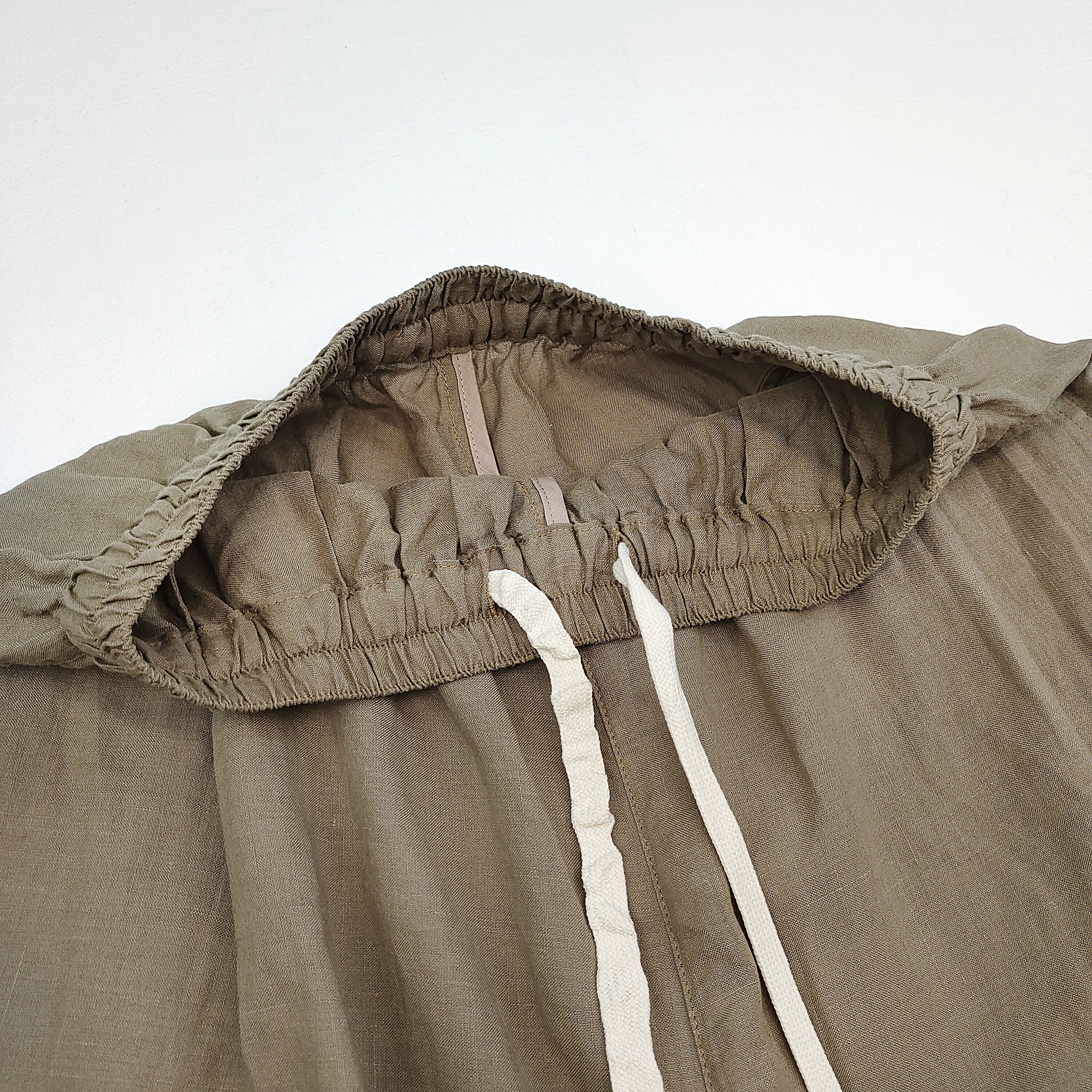 Female Elastic Waist Puff Capri Pants Good Quality Loose-Fit Mid-Length Linen Pants with Drawstring Waist